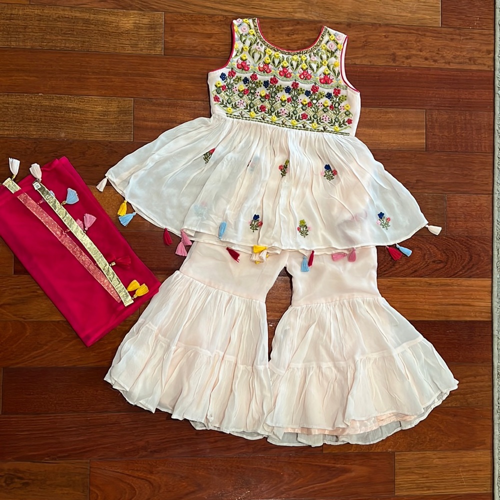 Indian Pakistani Pink Garara Suit for Little Girls